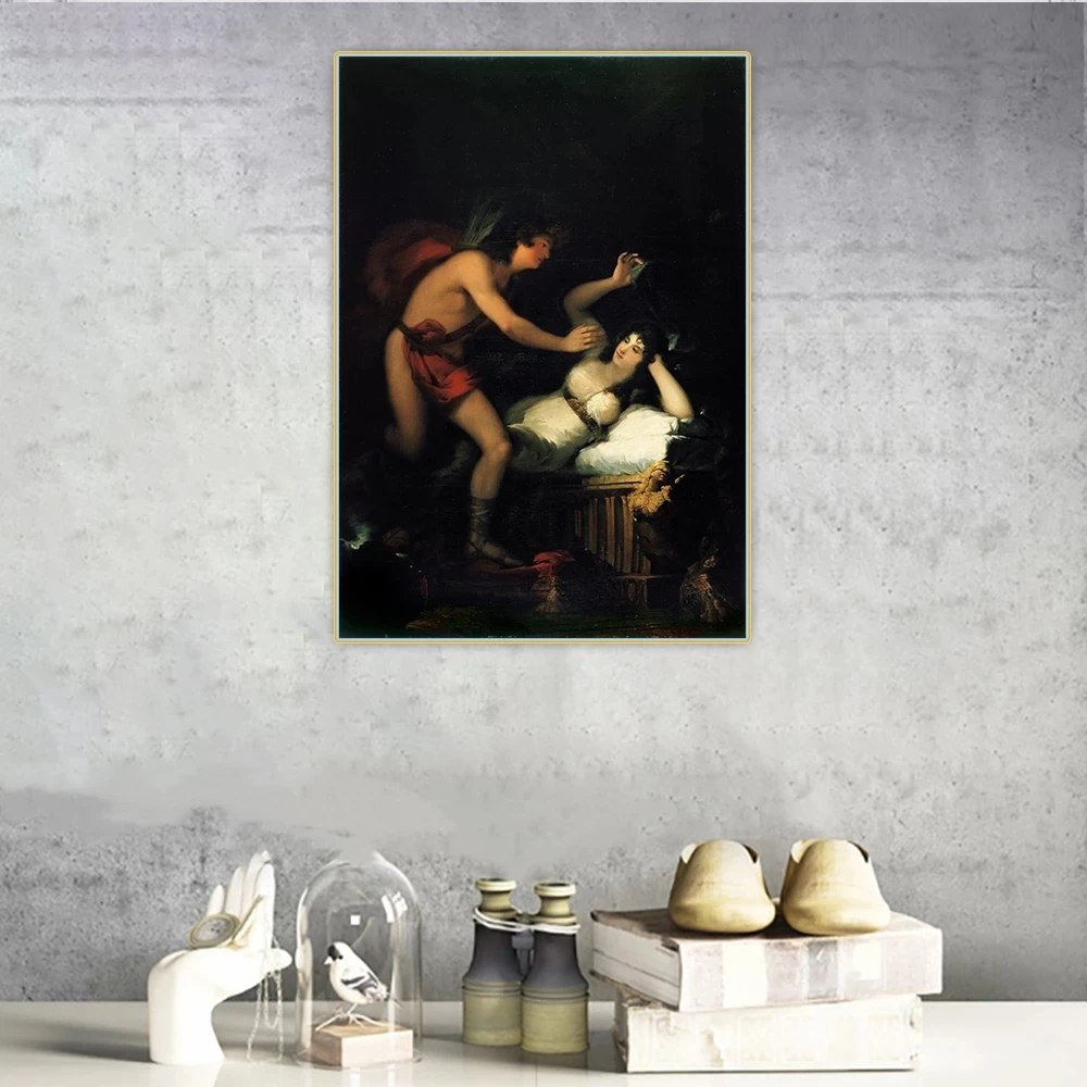 Модульная Картина на холсте с изображением аллегории любви купидора и психики