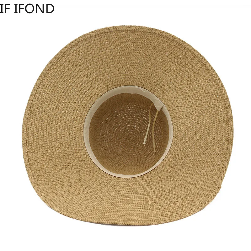 

Summer Handmade Weave Large Brim Straw Hat Sun Hats Bowknot Beach Foldable Hats