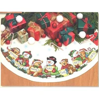 top quality lovely holiday theme counted cross stitch kit christmas snowman teddy bear table runner tablecloth dim 08797