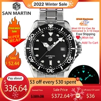 san martin 44mm luxury men diver watch classic high quality sapphire pt5000 automatic mechanical watches bgw9 date 20bar reloj