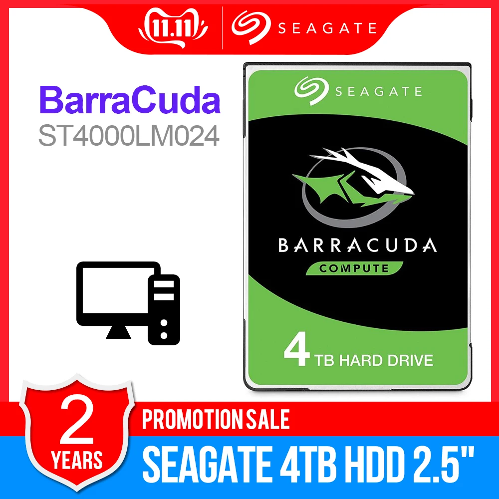 Внутренний жесткий диск Seagate Barracuda ST4000LM024 4 ТБ 2 5 дюйма 15 мм SATA 6 ГБ/сек. 5400 об/мин 128