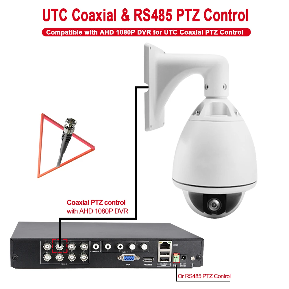 Купольная PTZ камера для наружного наблюдения IP66 6 дюймов AHD 1080P 30 кратный зум