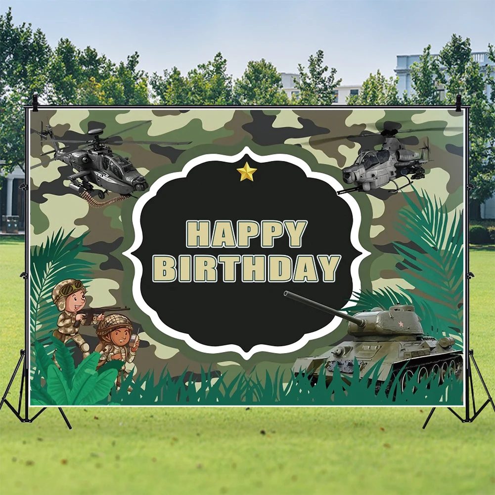 

Newborn Baby Shower Boy Birthday Party Photo Background Camouflage Soldier Helicopter Photography Backdrop Vinyl Photophone Prop