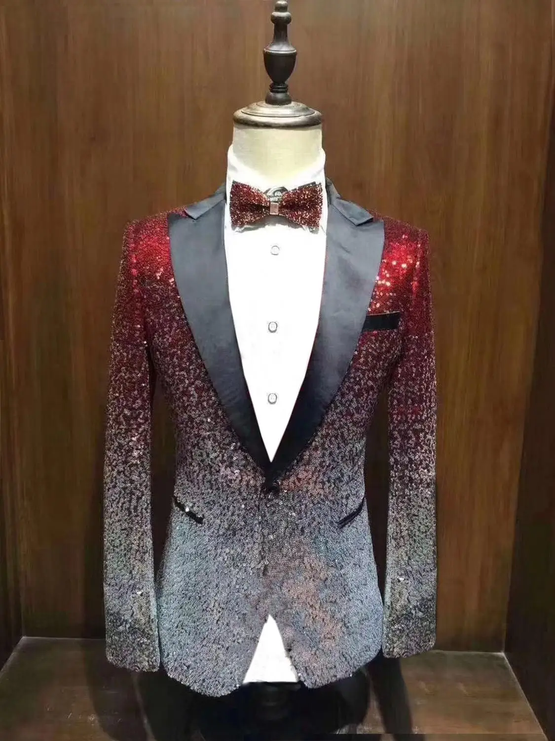 1 шт. Блестящий Мужской Блейзер костюм Slim Fit пиковая Нотч лацкан смокинг для вечеринка, Свадебный банкет ночной клуб блейзер