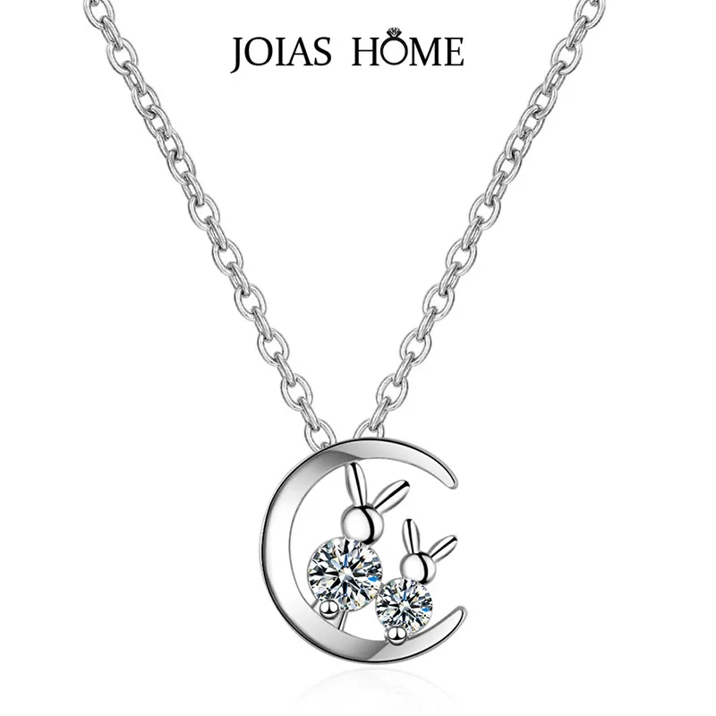 Подвеска JoiasHome из искусственного серебра подвеска Sen Moon and Couple Rabbit Корейская
