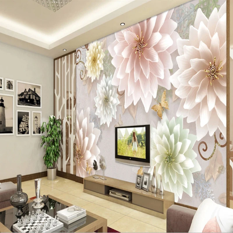 

Hd Wall Murals Wallpapers Stereo Embossed Jewelry Decor Flowers European Vintage Background Wallpaper For Bedroom Walls