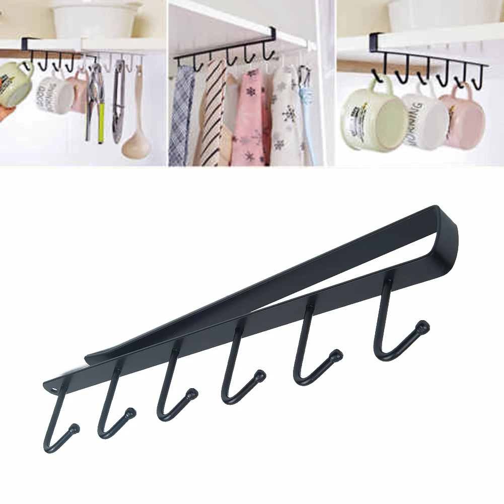 Подвесной Держатель для чашки на 6 крючков кухонного шкафа под полкой|Крючки и