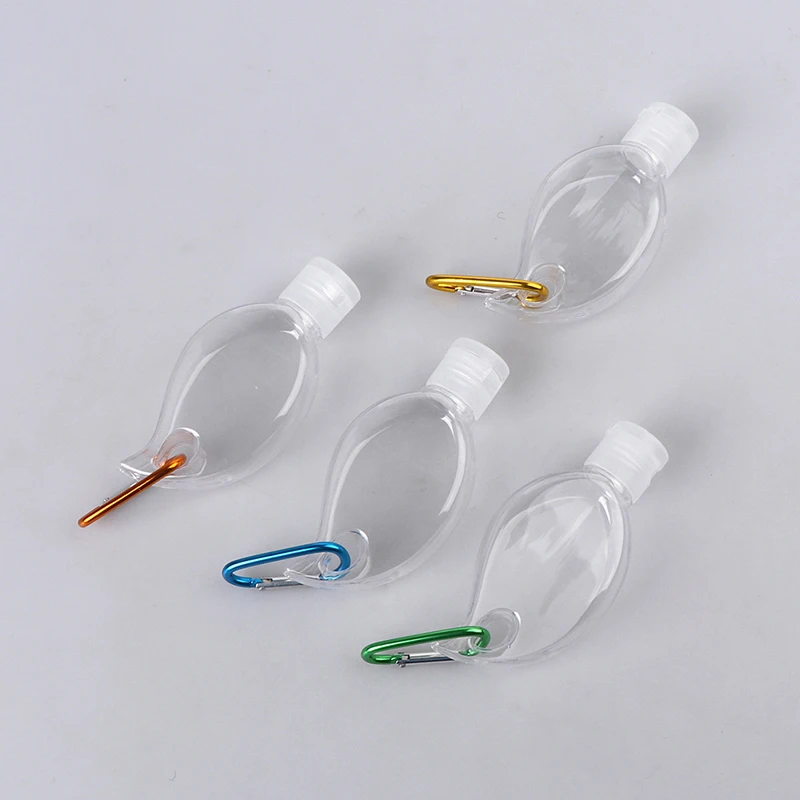 

5Pcs/10Pcs 50ml Portable Leaf Shape Empty Refillable Bottle With Key Ring Hook Travel Hand Sanitizer Bottle Hot