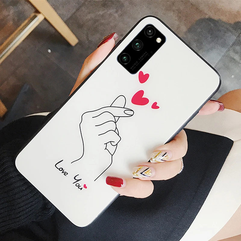 

For OPPO A52 A72 A92 A92S A81 A91 A41 A1K Case Love you Pattern Hard Tempered Glass back silicone Cover For OPPO A52 A72 Casing