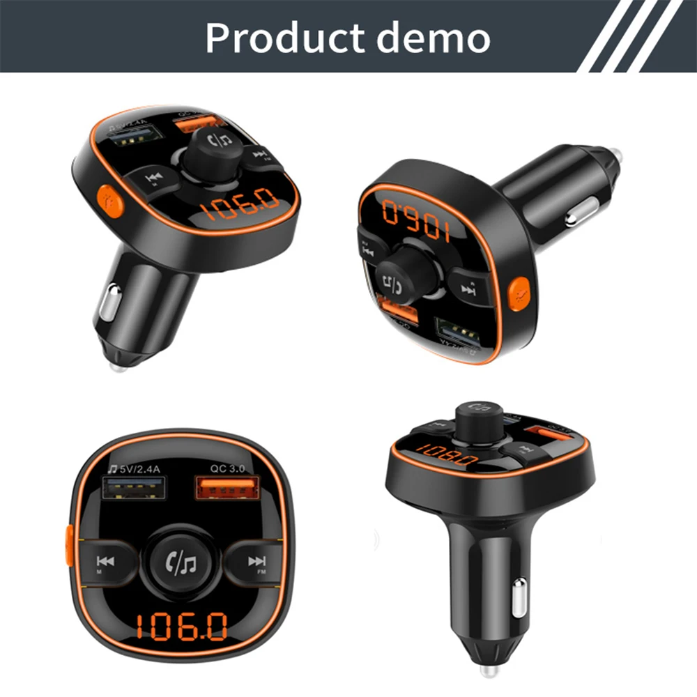 Bluetooth fm-передатчик 7 цветов окружающий светильник с режимом дыхания fm-модулятор QC3.0 автомобильное зарядное устройство передатчик Bluetooth Handsfree