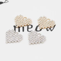 10pclot gold silver color tone heart charms with rhinestone 1719mm fashion diy jewelry making pendants hair accessories