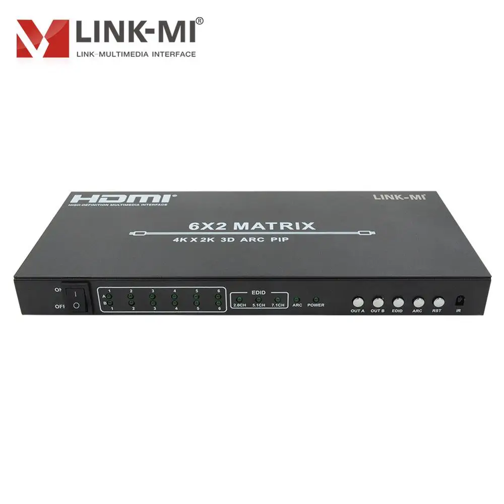 LINK-MI 6x2 HDMI матрица 4K @ 30 Гц с двойной дугой PIP 3D Поддержка мобильных входов 1x2