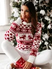 Женский осенне-зимний Рождественский свитер, Женский вязаный джемпер, пуловер, женский свитер, свитеры и пуловеры с принтом снежинок и лося