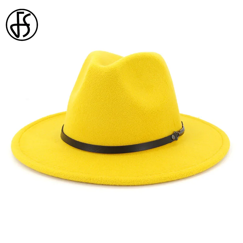 Шляпа FS фетровая с широкими полями однотонная для церкви Дерби шерстяной