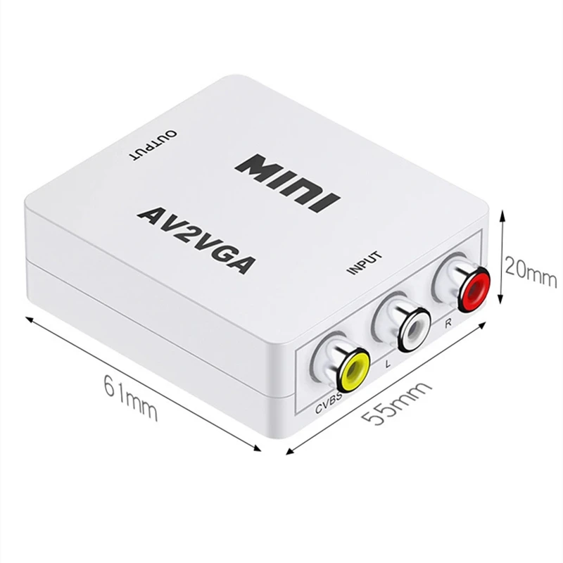 Преобразователь Jillway VGA в RCA HD Мини 1080P совместимый с 3RCA аудио и видео боксом AV