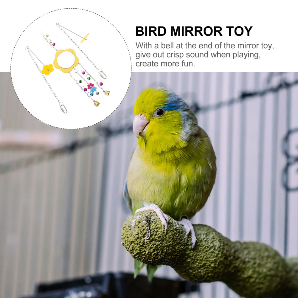 

1 Set of 3 Pcs Chicken Mirror Toys Hanging Swing Mirror Toys Parrot Mirror