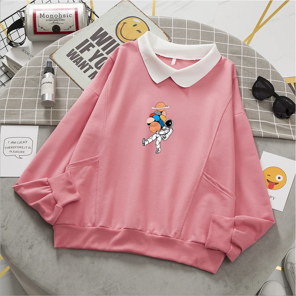 Cute Funny Sweatshirt Women Aesthetic Clothes Oversized Hoodie Cotton Long Sleeve Sweatsuit Kawaii Print Sweetshirt for Girls