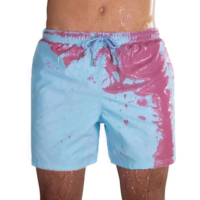 

Шорты пляжные мужские быстросохнущие, быстросохнущие штаны для бега, плавания, меняющие цвет, для мальчиков, большие размеры