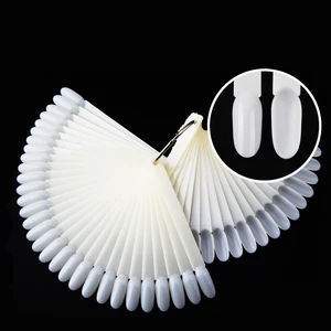 Поддельные Типсы для ногтей, 50 шт., веерообразная Палитра для дизайна ногтей, демонстрация карт, акриловая таблица цветов для практики, для лака для ногтей с прозрачным кольцом