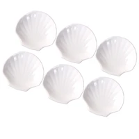 6pcs ceramics plate scallop design plate dish dried fruit tray snack food western food plate for party home diameter 10 2cm