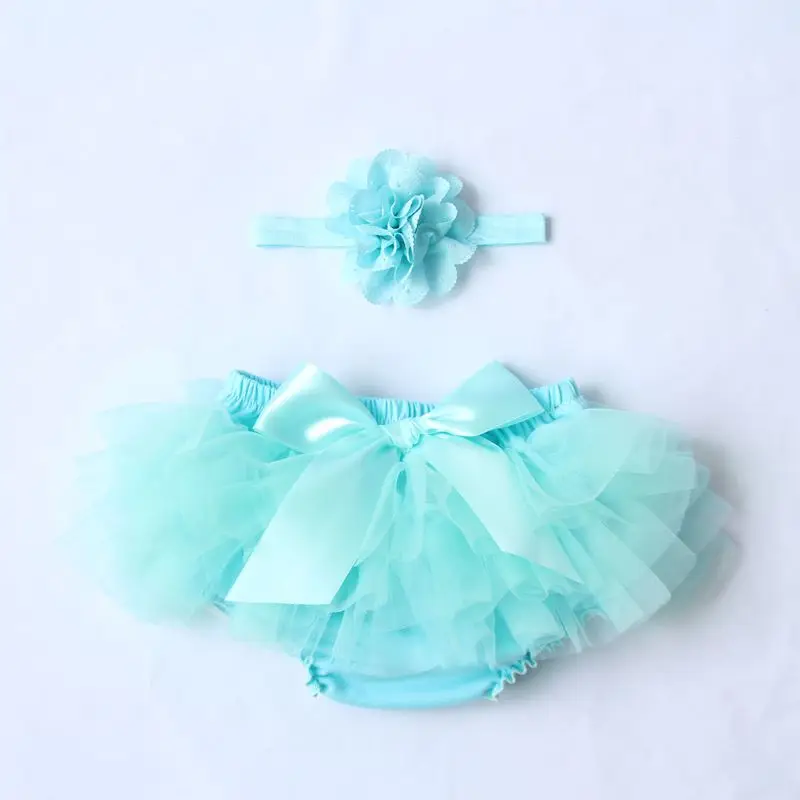 Baby Cotton Chiffon Ruffle Bloomers Toddler Newborn Shorts Baby Summer cute Flower Cover fashion Diaper Clothing - Цвет: Небесно-голубой