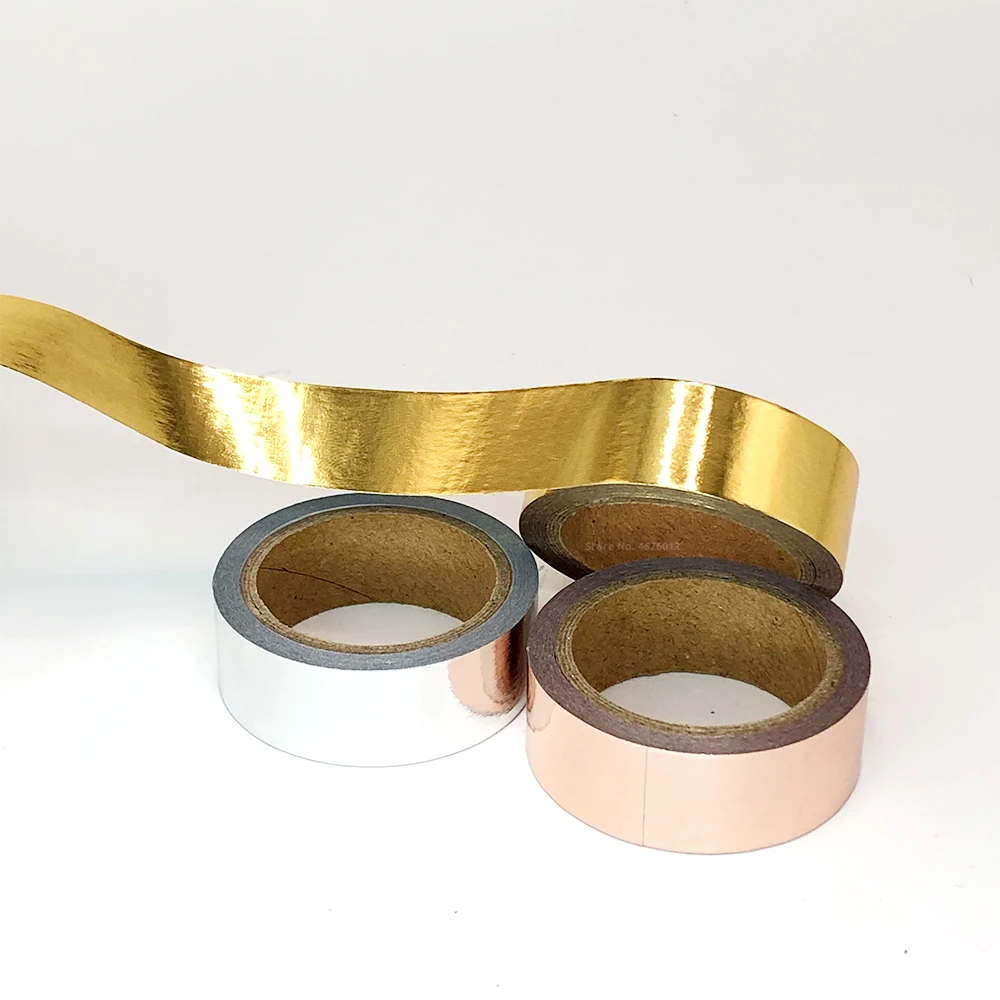 Маскировочная лента серебристая розовая золотистая однотонная 15 мм х 5 м |