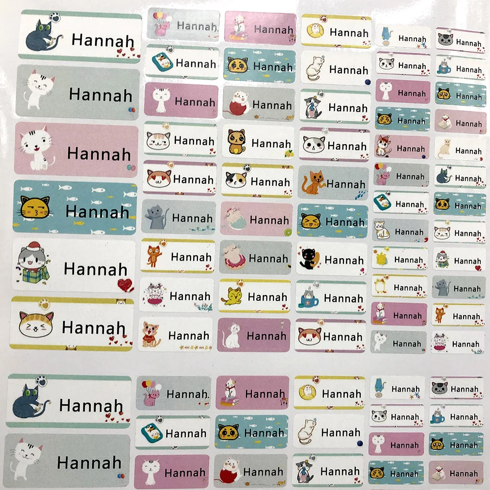114 шт. наклейки с рисунками кошек на заказ Именные Бирки Для детей