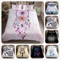 bohemian dreamcatcher feather bedding set simple duvet cover set with pillowcase 23pcs pink white black bedclothes decor home
