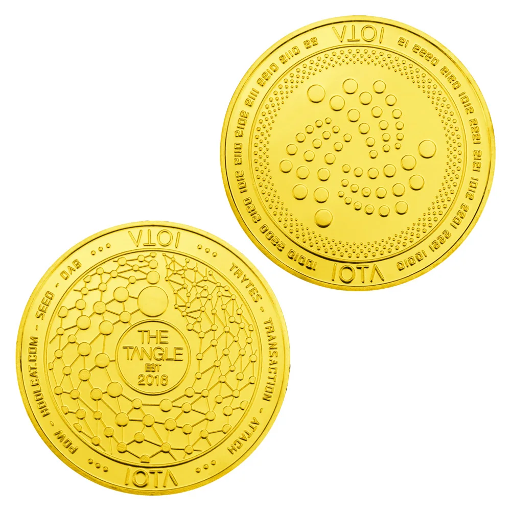 Криптовалюты IOTA 40 мм криптовалюты позолоченные монеты сувениры и бриллиантовые