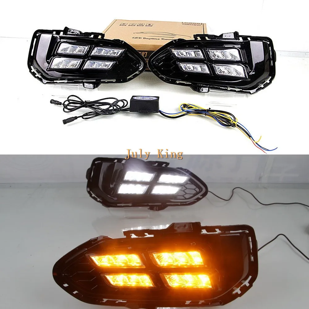 

July King LED Daytime Running Lights DRL Case for Honda Fit 2018 North American Edition, 12W 6000K 4LEDs Fog Lamp + Turn Signals