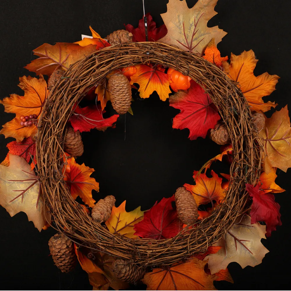 Хэллоуин ротанговый венок осень Кленовая Тыква ягодная гирлянда передняя дверь