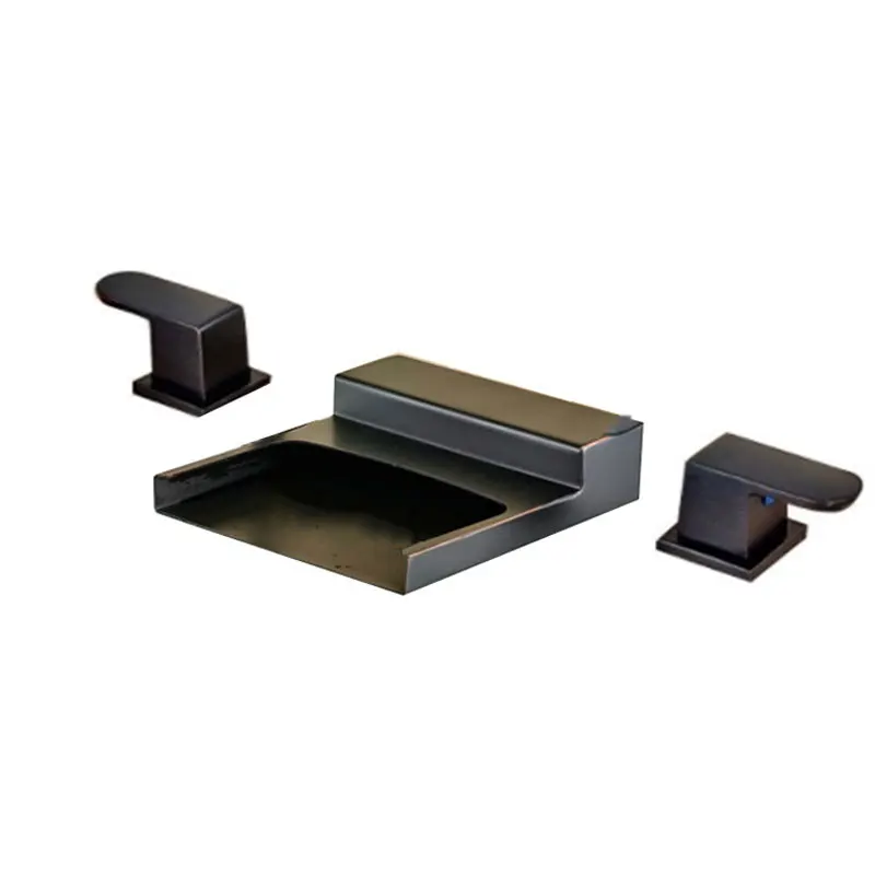 Матовый никель/ОВП кран для раковины двойные ручки три отверстия настенный