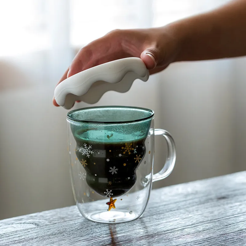 Новинка двойная стеклянная Рождественская елка звезда чашка желания кофейник