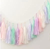 7ft of 25 pastel paper tassel garland rainbow unicorn macaron pastel color 1st birthday party decor baby shower