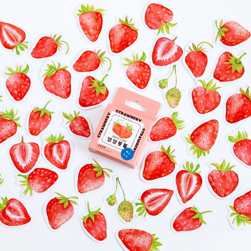 

46 pcs/box Sweet strawberry Journal Decorative Stickers Scrapbooking Stick Label Diary Stationery Album Fruits Stickers