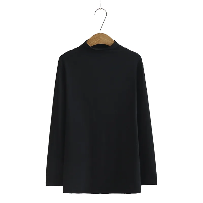 

Plus Size XL-4XL Solid Women's High Collar Spring Autumn Shirts Oversized Casual Tops Large Size Tshirts