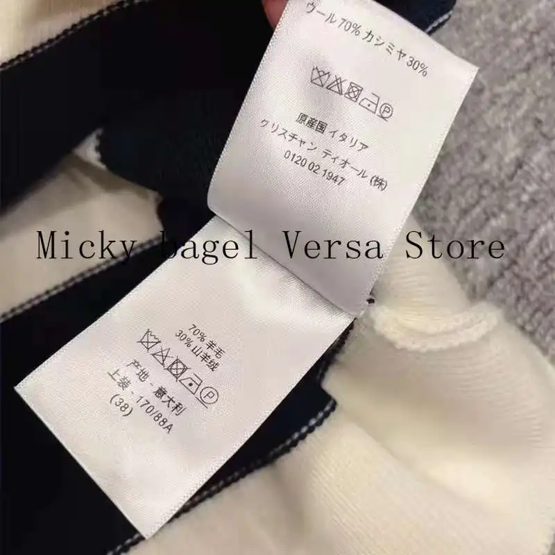 

21 luxury brand thorn sea military stripe letter printing fashion women's top versatile V-neck sleeveless wool knitted pullover