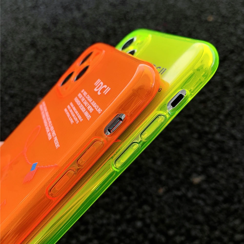 ins Fluorescence Sport Brand White label Phone Case for iPhone 14 13 12 11 Pro X XS MAX XR 7 8Plus Clear Soft Silicon Cover Capa