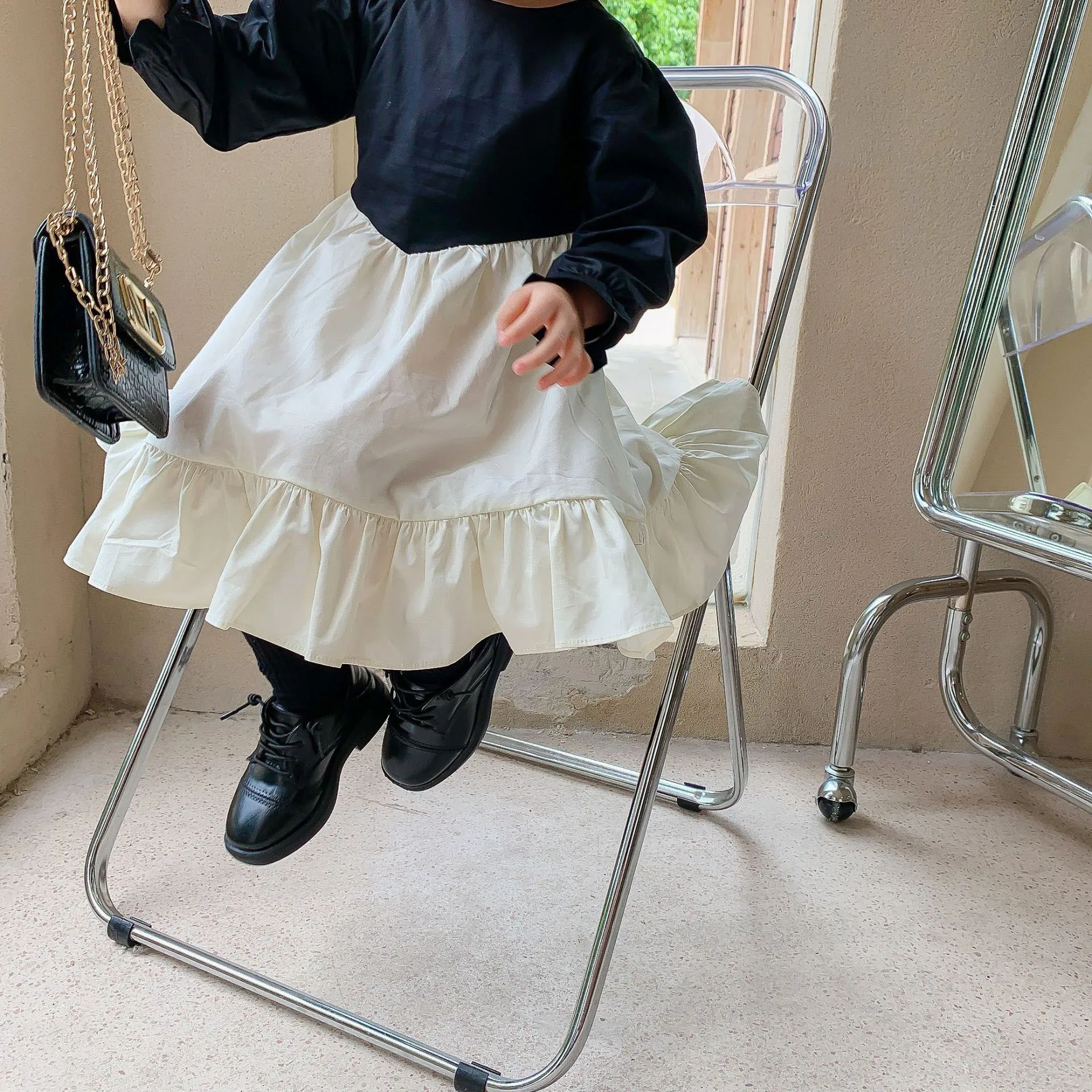 Fashion Girl Clasic Dress Kids Elegant Autumn Kid Causal Ruffle Outfit Princess Party Birthday for 2-7 Ys | Детская одежда и обувь