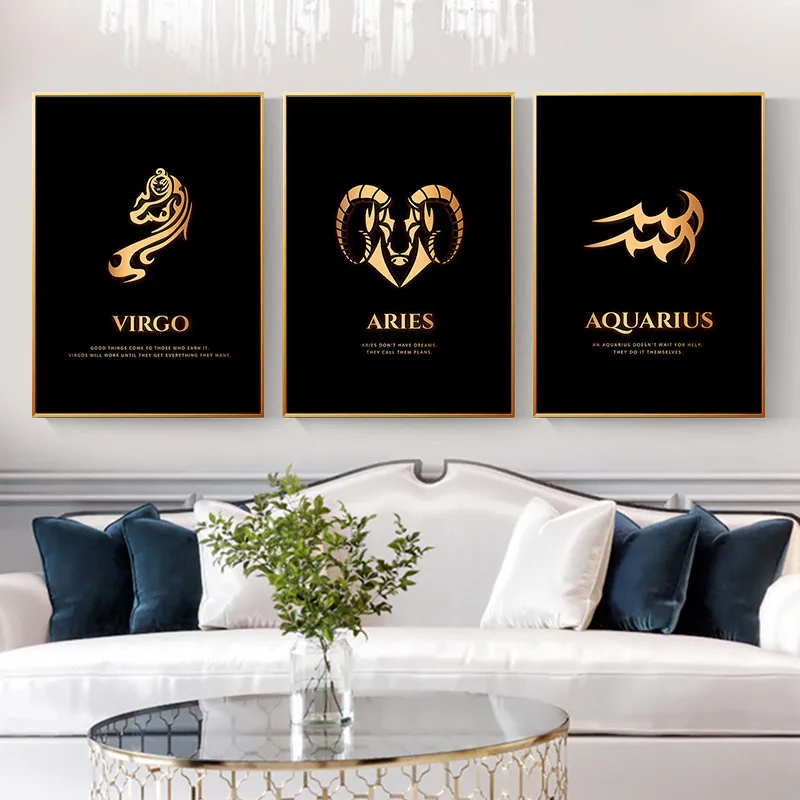 

Abstract Gold Constellations Canvas Art Oil Painting Wall Art Posters Prints Wall Pictures for Living Room Home Wall Cuadros