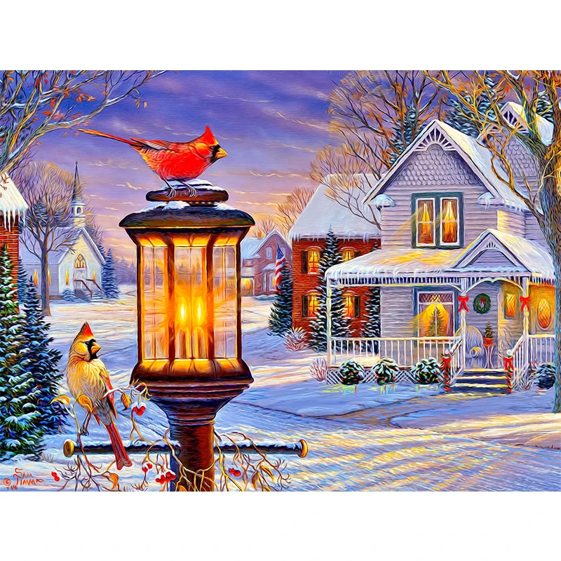 

5D Diy Diamond Painting Country Cardinals Cross Stitch Kits Diamond Embroidery Mosaic Home Decor Diamond Art Full Drill