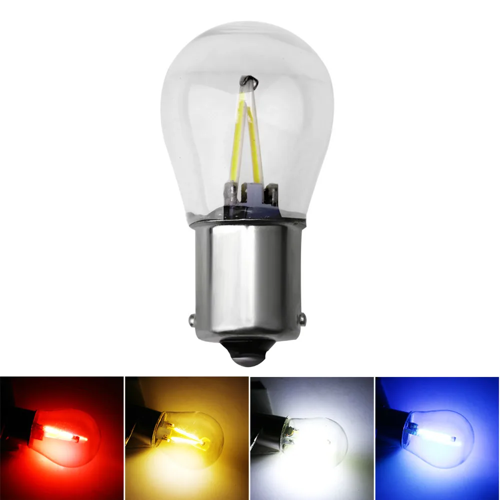

1 шт. поворотники автомобиля светодиодные лампы 12V Стекло оболочки нити 1156 1157 светильник P21W BA15S COB P21 5 Вт BAY15D Автоматическая сигнальная лампа