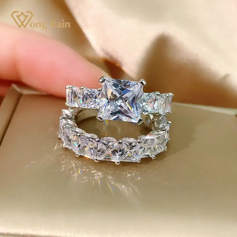 

Wong Rain Classic 925 Sterling Silver Created Moissanite Diamonds Gemstone Wedding Engagement Luxury Ring For Women Fine Jewelry