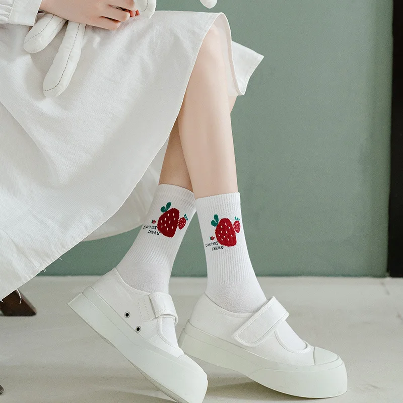Kawaii Funny Fruit Women Socks Women's Cotton Socks Colorful Cute Crew Strawberry Socks Woman Socks Cotton For Christmas Gifts