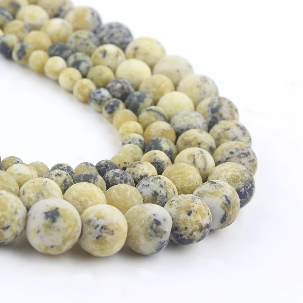 

Natural Stone Beads Matte Yellow Turquoise Round Beads for Jewelry Making DIY Bracelet Necklace Accessories 4-10mm Spacer Beads