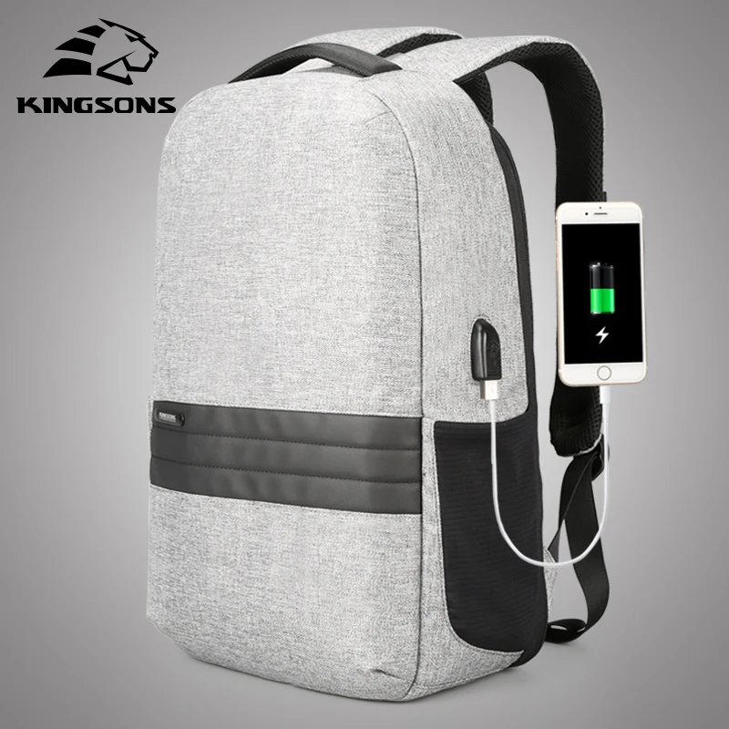 Kingsons, 15 дюймов, рюкзаки для ноутбука, usb зарядка, рюкзак с защитой от кражи, мужской рюкзак для путешествий, Водонепроницаемый Школьный рюкзак, мужская сумка Mochila