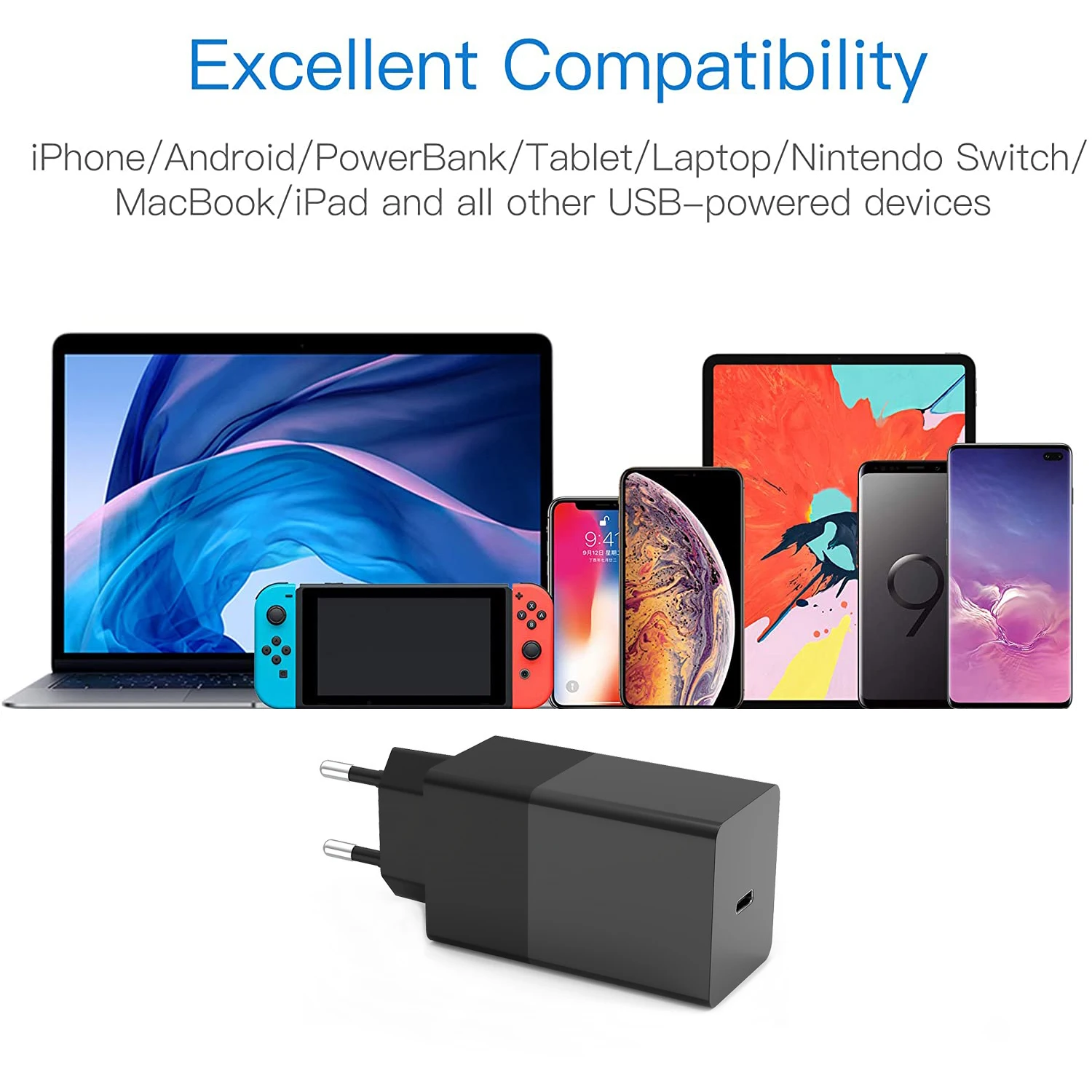 

65W fast GaN mini Wall Charger,USB C PD 65W QC3.0 for TYPE C Thunderbolt 3 laptop iphone11/SE S10/S20/Note 10/9 XPS 13/15/17