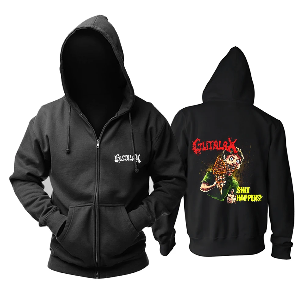 

5 designs Zipper Sweatshirt Skull rocker Gutalax Rock black Nice Soft Warm hoodies punk heavy thrash metal sudadera fleece