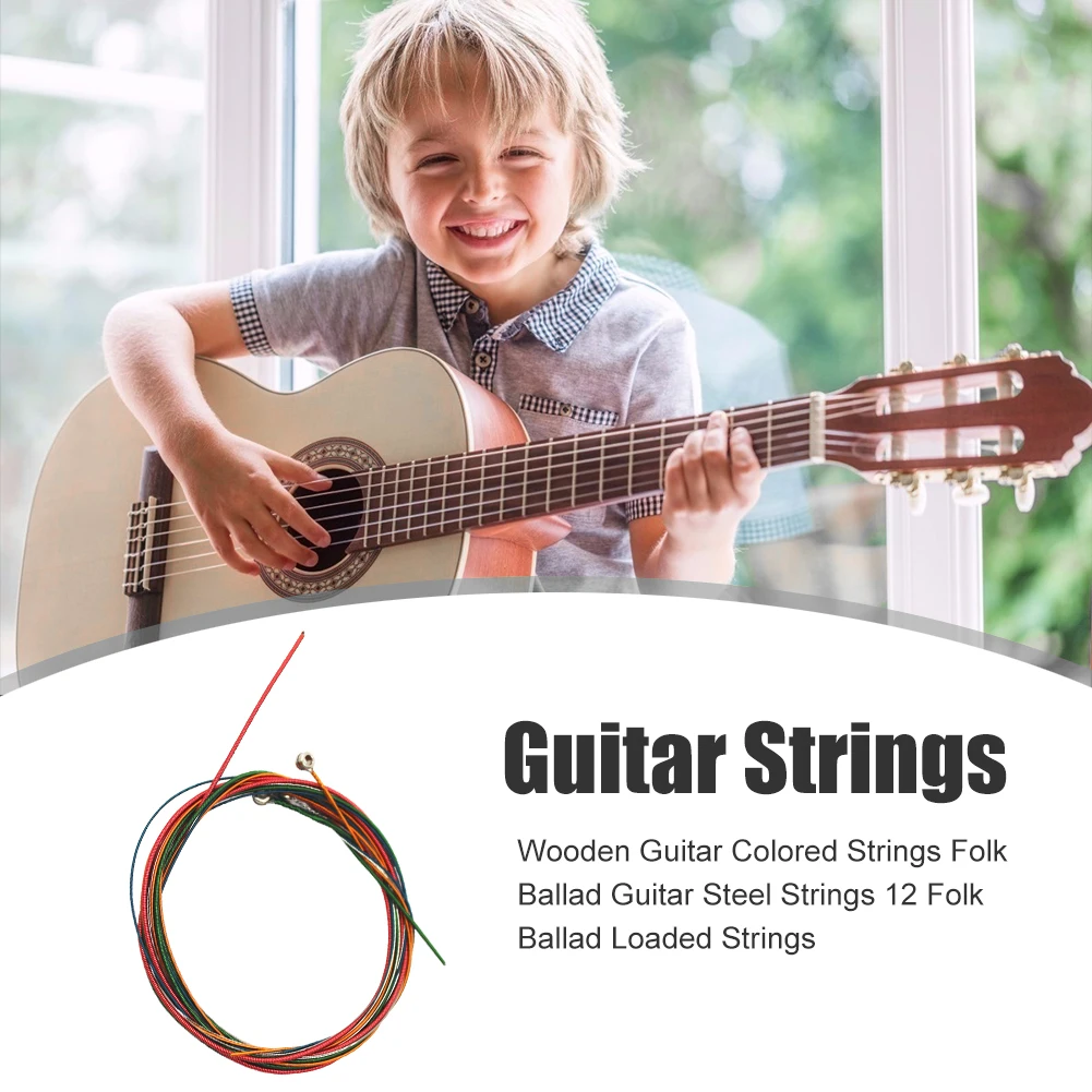 

Guitar Parts Guitar Accessories Kit Including Guitar Picks 12pcs/Set Colorful Guitar Strings E-A for Acoustic Folk Classic