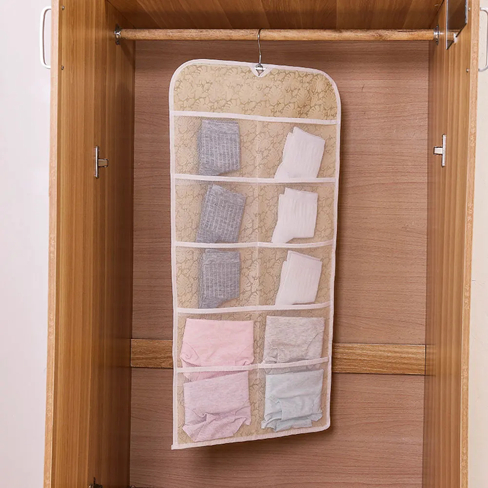 

15/30 Pockets Clear Hanging Bag Socks Bra Underwear Rack Hanger Storage Organizer
